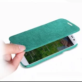 Nillkin i9500 Galaxy S4 ile Uyumlu Nillkin Ağaç Dokulu Kapaklı Kılıf Yeşil - 1