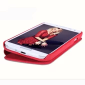 Nillkin i9500 Galaxy S4 ile Uyumlu Nillkin Ağaç Dokulu Kapaklı Kılıf Kırmızı - 2