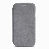 Nillkin i9500 Galaxy S4 ile Uyumlu Nillkin Ağaç Dokulu Kapaklı Kılıf Gri - 1