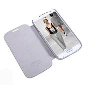 Nillkin i9500 Galaxy S4 ile Uyumlu Nillkin Ağaç Dokulu Kapaklı Kılıf Gri - 2