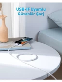 Anker 322 PowerLine USB-C to USB-C Örgülü Kablo 3ft/0.9m 60W - Beyaz - 3