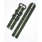 Strap Studio Gear Sport ile Uyumlu Premium Nato Kayış Yeşil / Beyaz - 2
