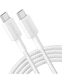 Anker 322 PowerLine USB-C to USB-C Örgülü Kablo 3ft/0.9m 60W - Beyaz - 1