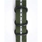 Strap Studio Gear Sport ile Uyumlu Premium Nato Kayış Yeşil / Beyaz - 3