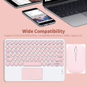 Samsung Galaxy Tab A SM-T287 7" Uyumlu Kablosuz Bluetooth Şarjlı TouchPad'li Klavye Mouse Seti - Pembe - 5