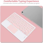 Samsung Galaxy Tab A SM-T287 7" Uyumlu Kablosuz Bluetooth Şarjlı TouchPad'li Klavye Mouse Seti - Pembe - 3