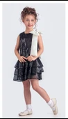 Yaka Fiyonk Işıltılı Pul Payet Kumaş Kız Çocuk Abiye Elbise M00702 thumbnail 11