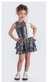 Yaka Fiyonk Işıltılı Pul Payet Kumaş Kız Çocuk Abiye Elbise M00702 thumbnail 2