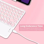 Honor Pad X8a Tablet 11" Uyumlu Kablosuz Bluetooth Şarjlı TouchPad'li Klavye Mouse Seti - Pembe - 4