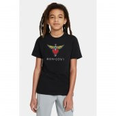 Bon Jovi Logo Baskılı Unisex Çocuk Siyah T-shirt - 1