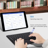 Wenn X Tab 10" Uyumlu Kablosuz Bluetooth Şarjlı TouchPad'li Klavye Mouse Seti - Siyah thumbnail 2