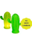Pilli Silikon Led Işıklı Sevimli Kaktüs Gece Lambası Aydınlatması - 9