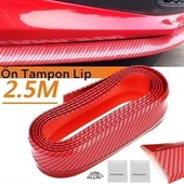 Kırmızı Renkli 2,5 Metre Araba Oto Ön Tampon Koruyucu Kauçuk Pratik Tampon Şerit Bant Döşeme - 1