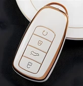 Chery Tiggo 8 Omoda 5 Tiggo 7 Uyumlu Anahtar Kumanda Kılıfı Oto Anahtarlık Beyaz Gold - 1