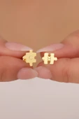 925 Ayar Gümüş Harfli Puzzle Küpe - 1