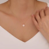 925 Ayar Gümüş Taşlı Papatya Kolye - 2