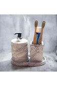 Estetik Mermer Desenli Beton Banyo Aksesuar Seti (3 Parça) - 2