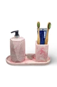 Modern Tasarımlı Mermer Temalı Beton Banyo Aksesuar Seti (3 Parça) - 8