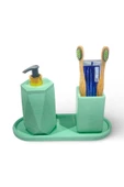 Modern Tasarımlı Mermer Temalı Beton Banyo Aksesuar Seti (3 Parça) - 1