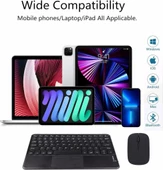 Apple iPad Air 11" (2024) Wi-Fi Uyumlu Kablosuz Bluetooth Şarjlı TouchPad'li Klavye Mouse Seti - Siyah - 3
