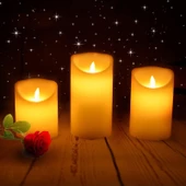 VIP DELUXE 3LÜ SET IŞIKLI MUM TİTREK YANAN LED MUM BÜYÜK ORTA KÜÇÜK MUM GÜN IŞIĞI LED ALEV EFEKTLİ thumbnail 2