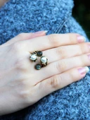 Doğal Taş Labradorit Doğal Taşlı İncili 4'lü Ayarlanabilir Antik Yüzük euy55ilbt thumbnail 2