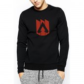 Apex Logo Baskılı Siyah Erkek Örme Sweatshirt Uzun kol - 1