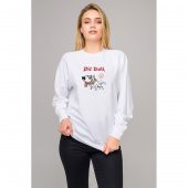 PITBULL WEST COAST Baskılı Beyaz Kadın Örme Sweatshirt Uzun kol - 1
