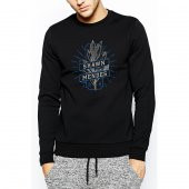 Shawn Mendes Baskılı Siyah Erkek Örme Sweatshirt Uzun kol - 1