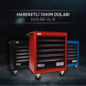 Brio Hareketli Tekerlekli Takım Dolabı Takım Arabası 6 Çekmeceli Kilitli Xl 256 Parça Kırmızı Dolu - 2
