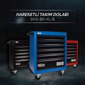 Brio Hareketli Tekerlekli Takım Dolabı Takım Arabası 6 Çekmeceli Kilitli Xl 256 Parça Mavi Dolu - 2