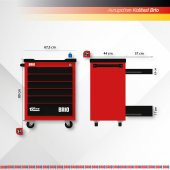 Brio Hareketli Tekerlekli Takım Dolabı Takım Arabası 6 Çekmeceli Kilitli Pro SS 258 Parça Siyah Dolu - 5