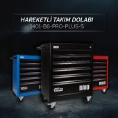 Brio Hareketli Tekerlekli Takım Dolabı Takım Arabası 6 Çekmeceli Kilitli Pro Plus 248 Parça Siyah İçi Dolu - 2