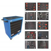 Brio Hareketli Tekerlekli Takım Dolabı Takım Arabası 6 Çekmeceli Kilitli Pro Ss 258 Parça Mavi Dolu - 1