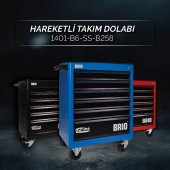 Brio Hareketli Tekerlekli Takım Dolabı Takım Arabası 6 Çekmeceli Kilitli Pro Ss 258 Parça Mavi Dolu - 2