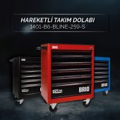 Brio Hareketli Tekerlekli Takım Dolabı Takım Arabası 6 Çekmeceli Kilitli Bline 259 Parça Aletli Siyah İçi Dolu - 2