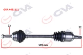 KOMPLE AKS SOL SKODA FAVORIT 1.3 89-94 599.5mm - 1