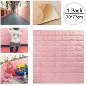 Renkli Duvarlar Pembe Yapışkanlı Duvar Kağıdı 3D Dekoratif Duvar Paneli NW03 - 6