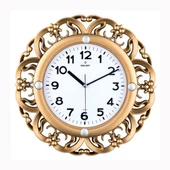 DUVAR SAATİ ALTIN SARISI ÇERÇEVE ÇAP:35CM PVC KADRAN SESSİZ AKAR MAKİNE MİNERAL CAM AKRİLİK BOYALI 2 RENK ABS KASA KADRAN BASKI ALANI: 150MM KADRAN ÖLÇÜSÜ: 240MM - 1