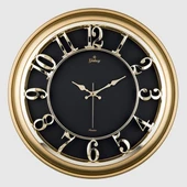 M-1965-A-1 DUVAR SAATİ ALTIN SARISI ÇERÇEVELİ İÇİ SİYAH 45CM KABARTMA RAKAMLI SELEFON KORUMALI AMERİKAN BRİSTOL KADRAN METALİK AKREP/YELKOVAN/SANİYE AKAR SANİYELİ MEKANİZMA AKRİLİK BOYA MİNERAL C - 1
