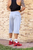 Erkek Gri Rahat Kumaş Üç Cepli Fermuarlı İpli Uzun Bermuda Şort 21EBRMUSR1 - 6