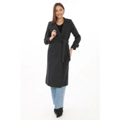 Astarlı Balık Sırtı Kaşmir Kaşe Kaban - Siyah - 2