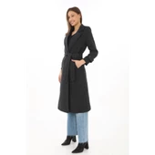 Astarlı Balık Sırtı Kaşmir Kaşe Kaban - Siyah - 1