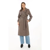 Balık Sırtı Kaşmir Uzun Kaşe Kaban - Vizon - 4