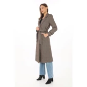 Astarlı Balık Sırtı Kaşmir Kaşe Kaban - Vizon - 3