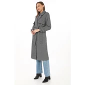 Balık Sırtı Kaşmir Uzun Kaşe Kaban - Boyalı Gri - 4