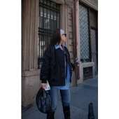 Cepli Bomber Ceket Mont - Siyah - 3