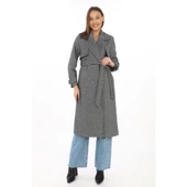 Balık Sırtı Kaşmir Uzun Kaşe Kaban - Boyalı Gri - 3