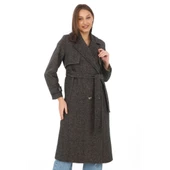 Balık Sırtı Kaşmir Uzun Kaşe Kaban - Kahverengi - 3