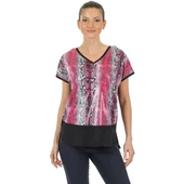 Twomail Oversize V Yaka Yılan Desenli Kadın T-Shirt - Kısa Kol - 2